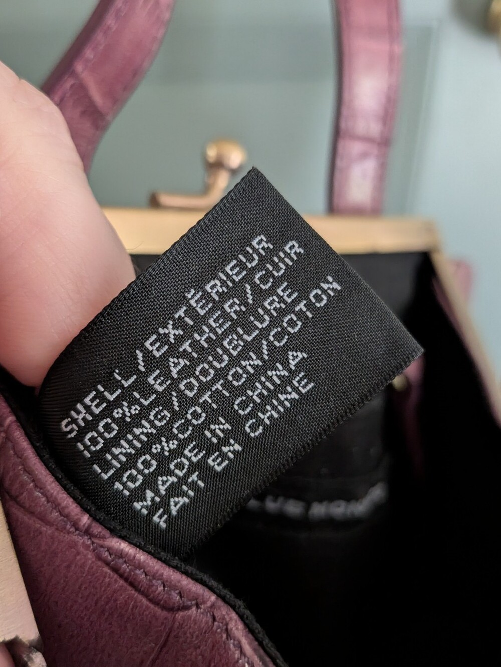 Club Monaco Croc-Embossed Purple Top-Handle Kisslock Mini Bag - Picture 11 of 12